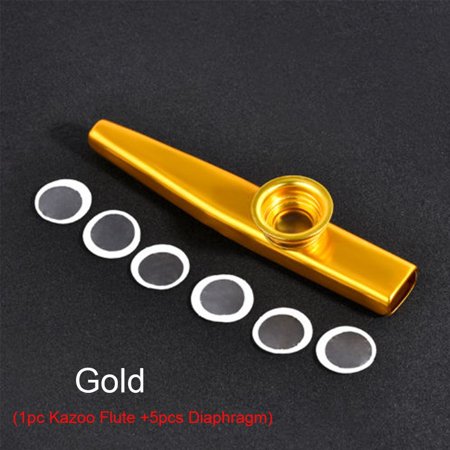 Fashion Silver Gift Children Kids Harmonica 5 Pcs Diaphragm Kazoo Flute Metal GOLD