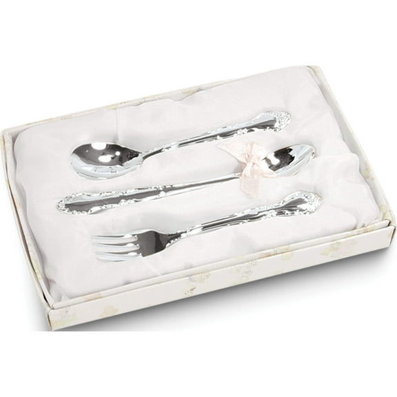 Fashion Silver-Plated Baby Silverware Feeding Set (4.75 X 0.75) Made In China gp488