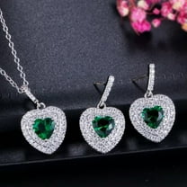 Fashion Silver Plated CZ Dark Blue Love Pendant Necklace Earrings Jewelry Set