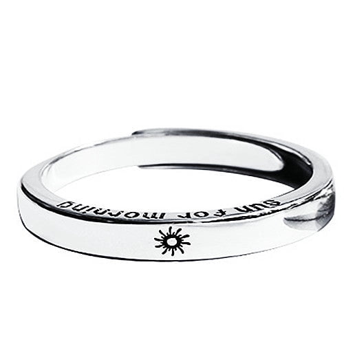 Fashion Silver Sun Moon Star Couple Rings, Geometric Design for Women ...