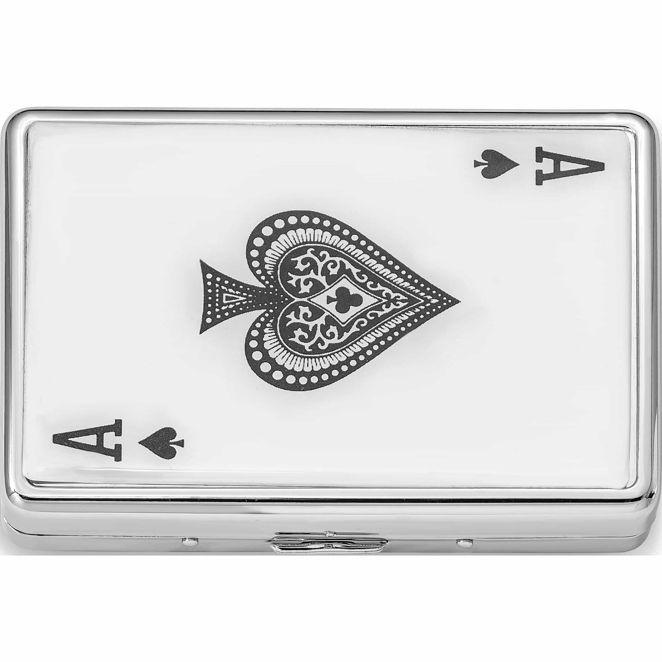 Fashion Silver-Tone Ace Multi-Purpose Case (Holds 16 Cigarettes) (4 X 3) Made In China -Jewelry By Sweet Pea