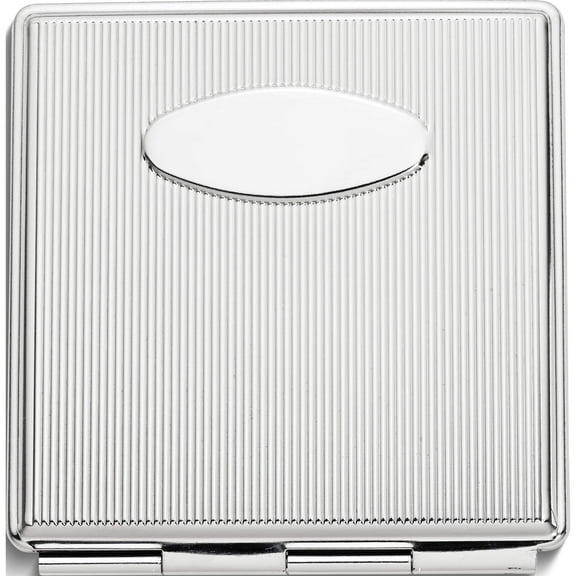 Fashion Silver-Tone Etched Lines Square Compact Mirror (2.75 X 2.75) Made In China gm16823