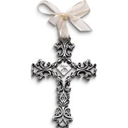 Jewelry by Sweet Pea Silver-tone 60 Years Filigree with Crystals and Ribbon Wall Cross