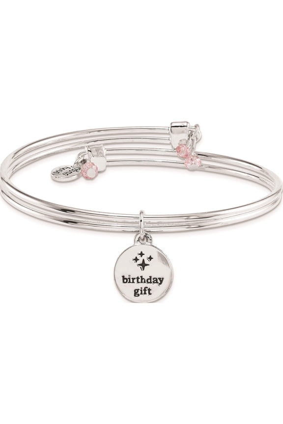 Fashion Silver-Tone Trinky Things Birthday Box Of Bling Bangle Bracelet/Card (8 X 0.25) Made In China gm16073