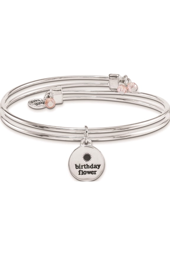 Silver-tone Trinky Things Birthday Flowers Bangle Bracelet/Card