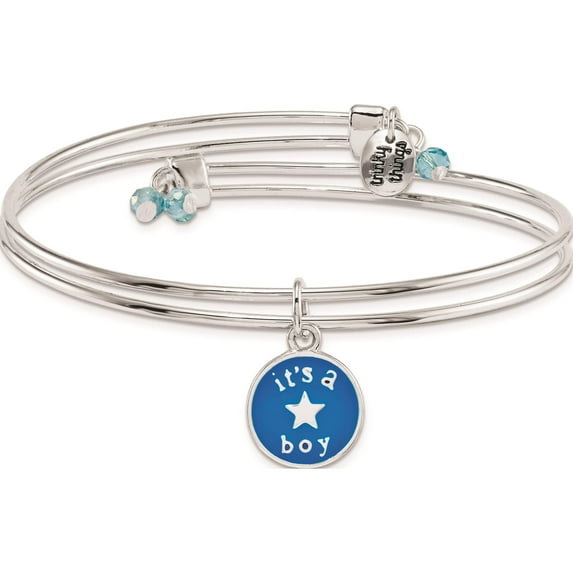 Fashion Silver-Tone Trinky Things It's A Boy Star Bracelet/Card (8 X 0.25) Made In China gm16019