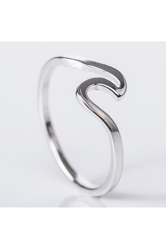 Fashion Simple Design Sea Wave Rings Ocean Surf Alloy Rose Gold Silver Color Finger Jewelry Rings For Women Gift