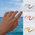 thumbnail image 1 of Fashion Simple Design Sea Wave Rings Ocean Surf Alloy Rose Gold Silver Color Finger Jewelry Rings for Women Surfer Gift, 1 of 2