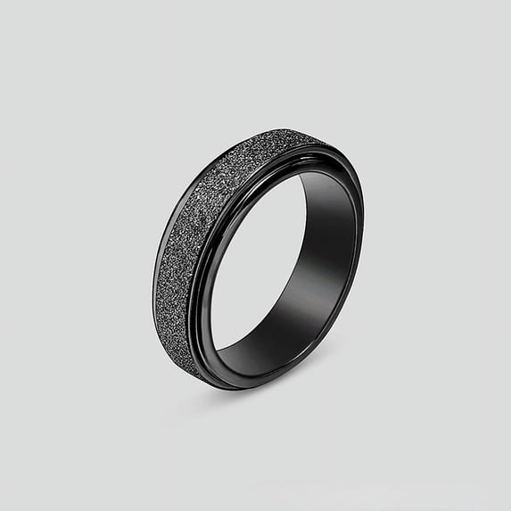 Fashion Simple French Style Rotatable Frosted Colorful Decompression Ring Men And Women Ring Party Ring,Black,7