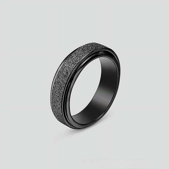 Fashion Simple French Style Rotatable Frosted Colorful Decompression Ring Men And Women Ring Party Ring,Black,7