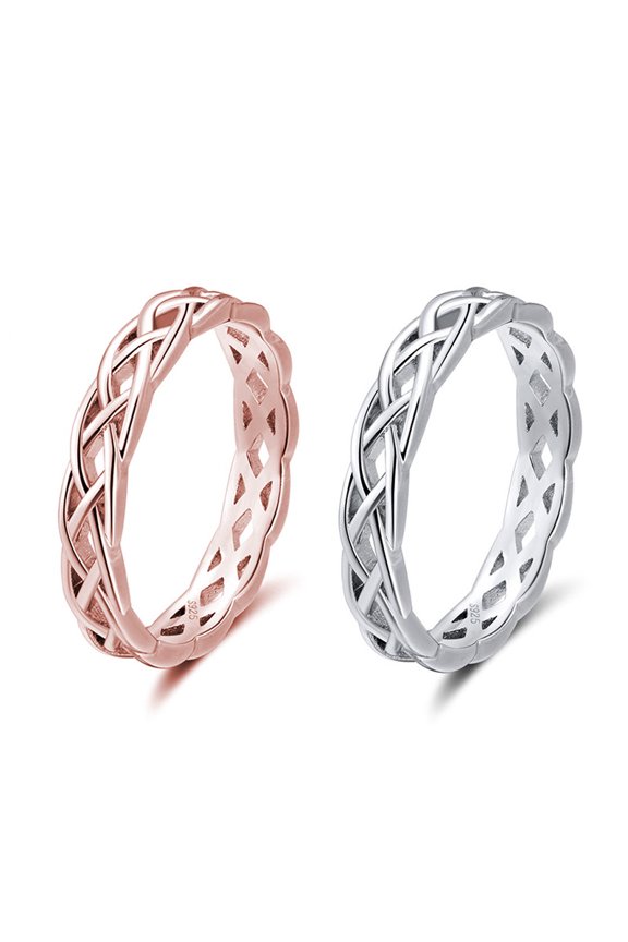 Fashion Simple Hollow Twist Rings For Women 925 Sterling Silver Finger Ring Rose Gold Gifts Fine Jewelry