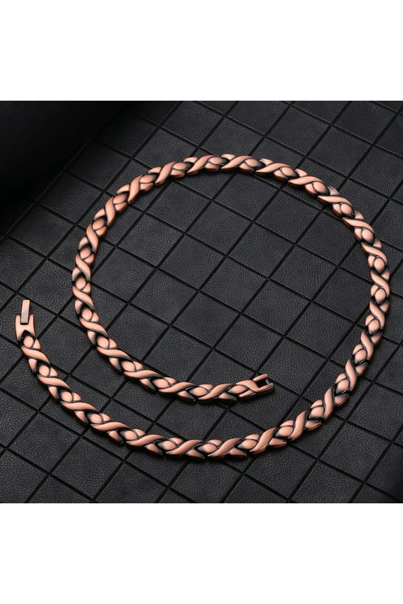 Fashion Simple Little Fish Single Row Full Magnet Red Copper Necklace For Men
