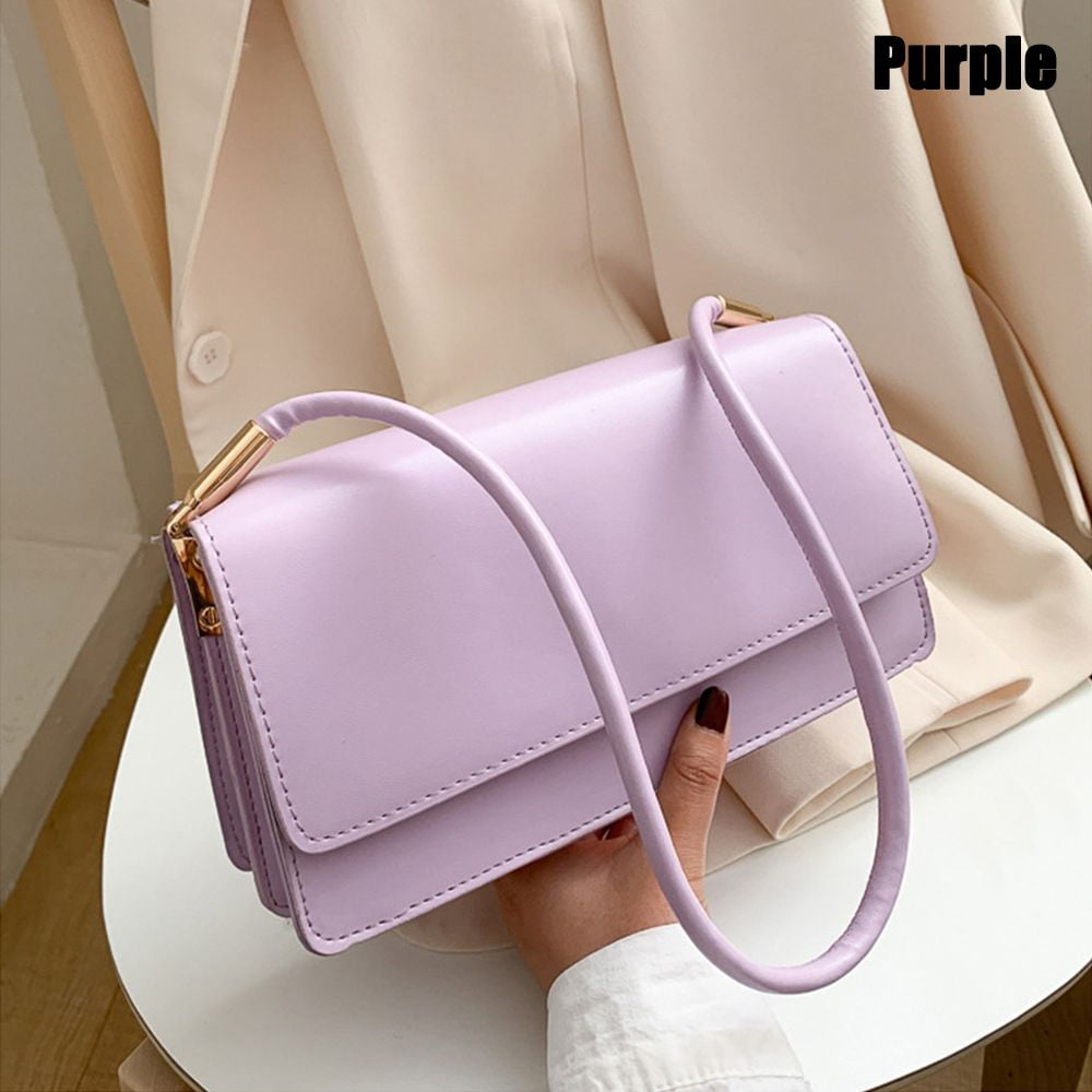 Solid Color Crossbody Bag PU Leather Handbag Leisure Sling Bag Women Ladies