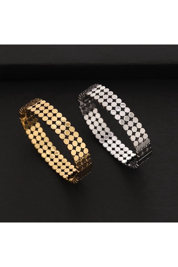 Fashion Simple Titanium Steel 18K Gold Plated Dot Beads Men's Bracelet