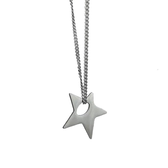 Fashion Simple Vintage Antique Silver Color Irregular Hollow Star Necklace