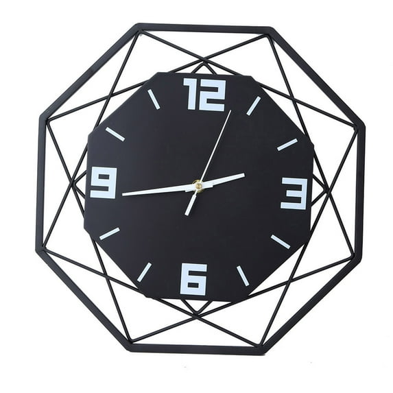 Fashion Simple Wall Quartz Clock Large Decor Modern Living Room Bedroom(Black)