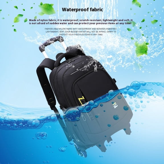 Fashion Six-wheel Large Capacity Student Trolley Bag,Black And Blue Bull Wheel