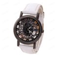 thumbnail image 1 of Fashion Skeleton Dial Quartz Watch - Stylish Roman Numeral Analog Wristwatch with Leather, Unisex Casual Dress Watch for Men & Women,H, 1 of 4