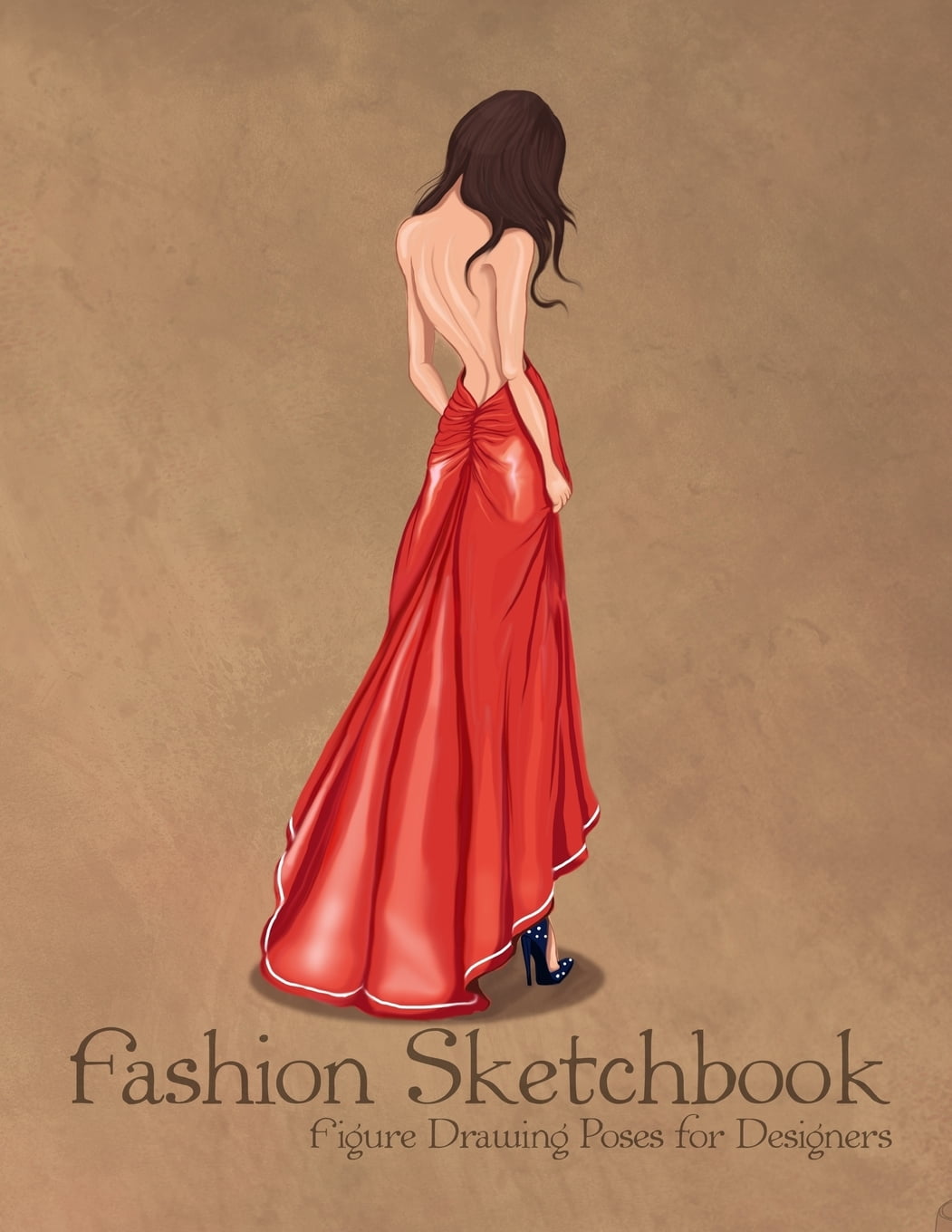 Fashion Sketchbook Figure Drawing Poses for Designers: Large 8,5x11 with Bases and Evening Gowns Vintage Fashion Illustration Cover (Paperback)