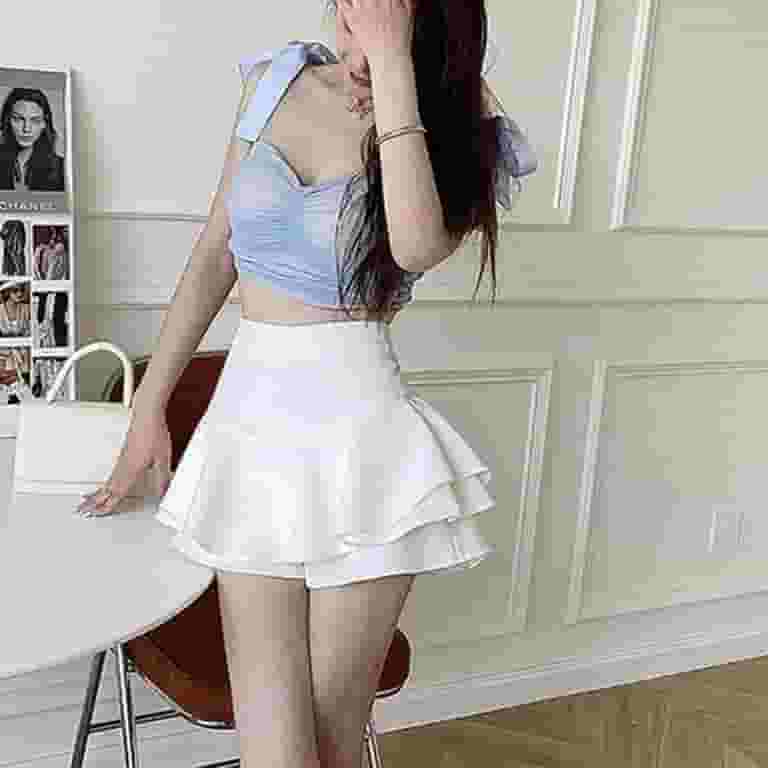 2024aw パピエ Enfant wrapped skirt white Fashion Skirt with Shorts for Woman 2024 Summer Sexy Ruffles
