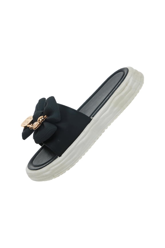 Fashion Slide Sandals Bow Tie Shoes Slides Trendy for Beach Wedding Bathroom 40 41Black
