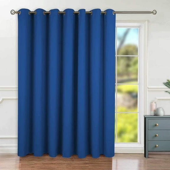 Fashion Sliding Door Curtain 100 X 84 Inches, Wide Thermal Blackout Curtains Room Darkening Room Divider Window Curtain, 1 Panel, Spa Blue, 84 Length X Wide 100