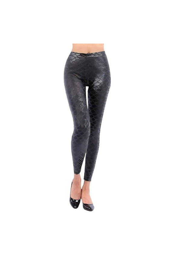 Fashion Slim Fit Shiny Fish Scale & Snakeskin Leggings for Women Stretchy High Waist Tights Stylish, Comfortable Activewear Versatile for Any Occasion Available Sizes