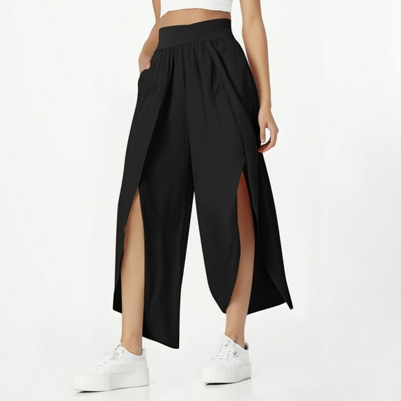 Fashion Slim High Waist Open High Fork Pants Europe And The United States Relaxed Casual Yoga Women Pants Casual Summer up Pants for Women Work Casual plus Size Women Beach Clothes Pants for Women