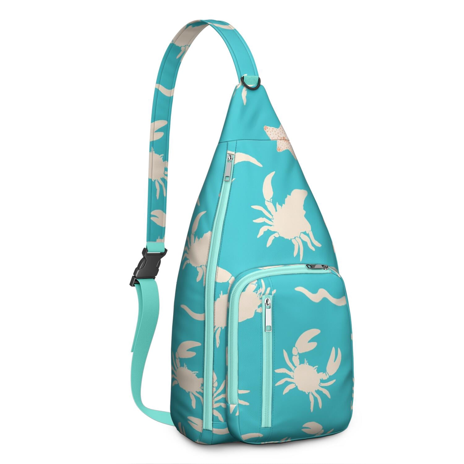 Fashion Sling Backpack Marine Adorable Crab Crossbody Shoulder Backpack Adjustable Lightweight Travel Hiking Casual Daypack for Young People