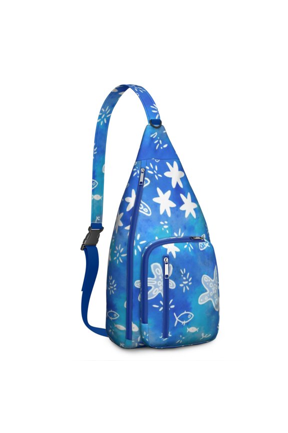 Fashion Sling Backpack Starfish Crossbody Shoulder Backpack Adjustable Lightweight Travel Hiking Casual Daypack for Young People