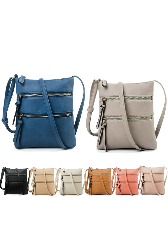 Small Crossbody Purses for Women Multi Pocket Travel Bag Over The Shoulder with Extra Long Strap, Light Grey