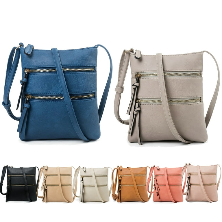 Fashion Small Crossbody Purses for Women Multi Pocket Travel Bag Over The Shoulder with Extra Long Strap Light Pink