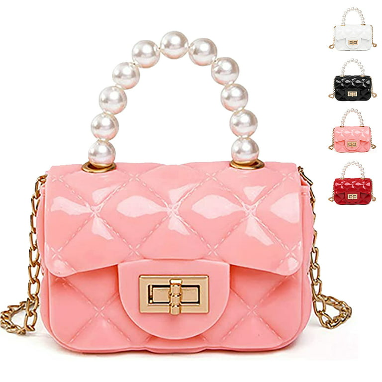 Fashion Small Purse for Little Girls Toddler Kids Cute Pearl Mini Messenger  Bag, pink 