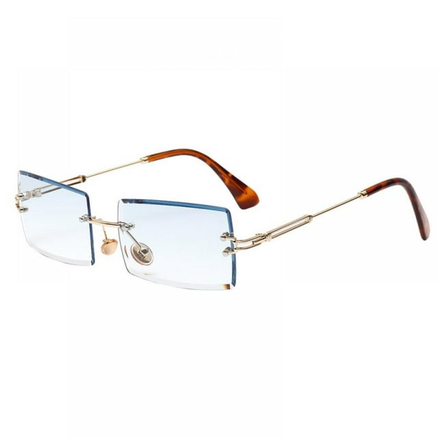Fashion Small Rectangle Sunglasses Women Ultralight Candy Color Rimless Ocean Sun Glasses - Blue