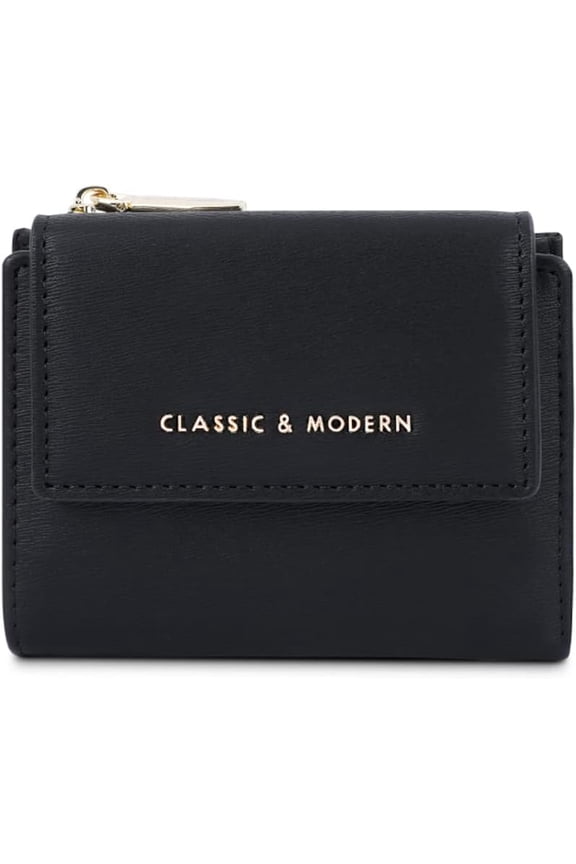 Fashion Small Wallet Flapover Bifold Wallet Zipper Pocket Cash Card ID Window Coin Purse for Women (RED)