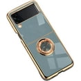 thumbnail image 1 of Fashion Smooth Slim TPU Phone case with Finger Ring Holder for Samsung Galaxy Z Flip3 Flip4 Back Cover Popular Comfortable Durable Anti-Scratch Bumper(Blue,Z Flip3), 1 of 8