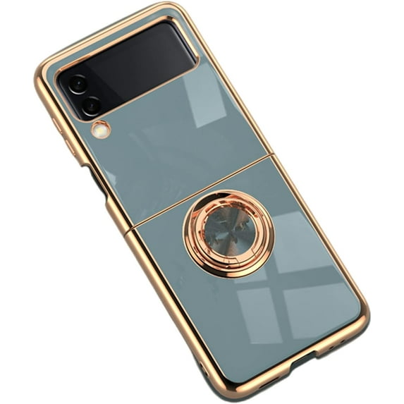 Fashion Smooth Slim TPU Phone case with Finger Ring Holder for Samsung Galaxy Z Flip3 Flip4 Back Cover Popular Comfortable Durable Anti-Scratch Bumper(Blue,Z Flip3)