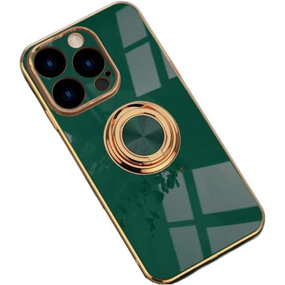 Fashion Smooth Slim TPU Phone case with Ring Holder for iPhone 14 13 12 11 8 7 X XS XR Plus Pro Max Mini Back Cover Full Camera Protection Anti-Scratch Bumper(Green,7/8)