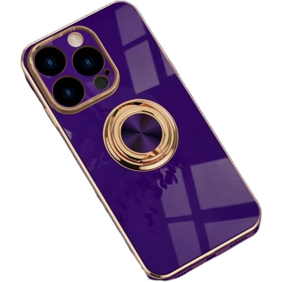 Fashion Smooth Slim TPU Phone case with Ring Holder for iPhone 14 13 12 11 8 7 X XS XR Plus Pro Max Mini Back Cover Full Camera Protection Anti-Scratch Bumper(Purple,14 Pro max)
