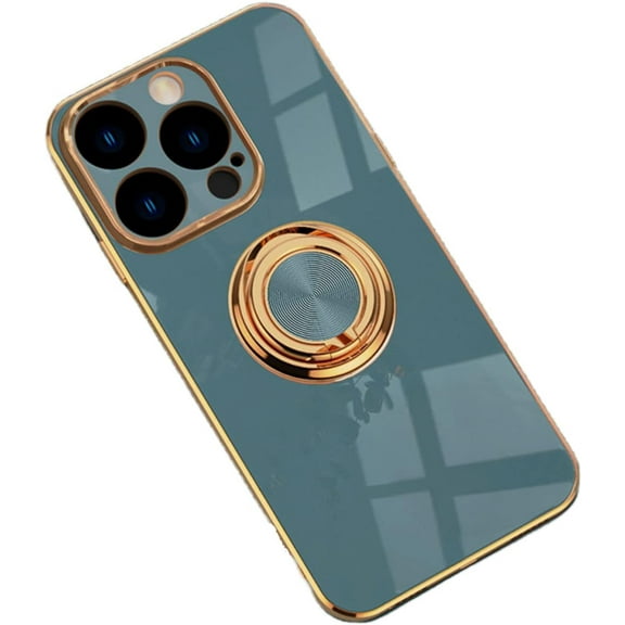 Fashion Smooth Slim TPU Phone case with Ring Holder for iPhone 14 13 12 11 8 7 X XS XR Plus Pro Max Mini Back Cover Full Camera Protection Anti-Scratch Bumper(Light Green,14 Pro)
