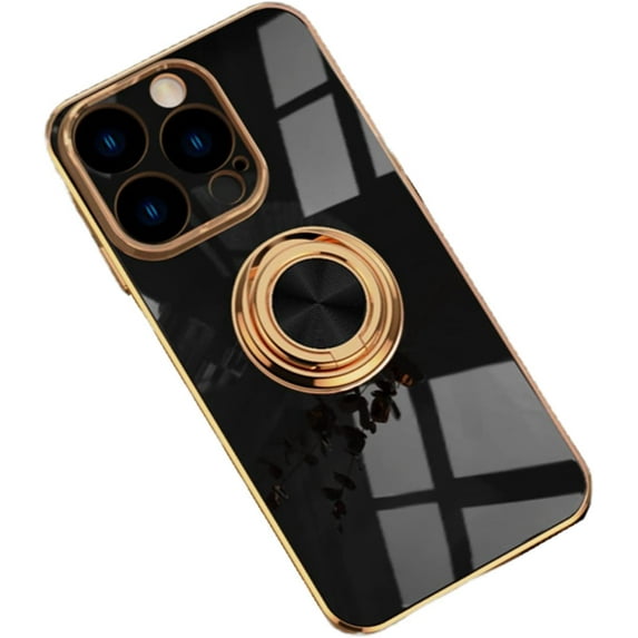 Fashion Smooth Slim TPU Phone case with Ring Holder for iPhone 14 13 12 11 8 7 X XS XR Plus Pro Max Mini Back Cover Full Camera Protection Anti-Scratch Bumper(Black,12 Pro max)