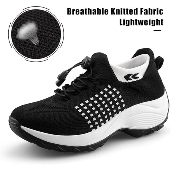 Fashion Sneakers Breathable Women Walking Shoes Slip on Trainers Women's Comfortable Casual Ladies Athletic Shoe Thick Bottom