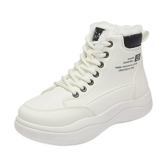 Fashion Sneakers Platform Combat Boots for Women Girls Plush Lined Warm Winter Snow Ankle Booties