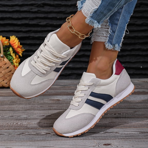 Fashion Sneakers for Women, Casual Walking Sneakers for Women, Genuine Leather Chunky Platform Retro Sneakers, Comfortable Non-Slip Tennis Running Shoes