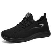 ELECSOP Fashion Sneakers for Men, Lightweight Breathable Walking Shoes for Men, Casual Comfortable Mens Running Shoes Athletic Jogging Gym, Black