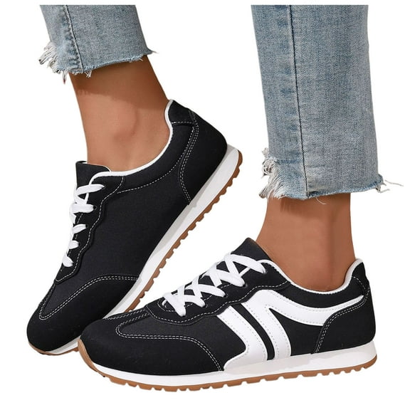 Fashion Sneakers for Women Color Block Casual Running Shoes Lace up Nonslip Workout Athletic Walking Tennis Shoes White Size 8.5
