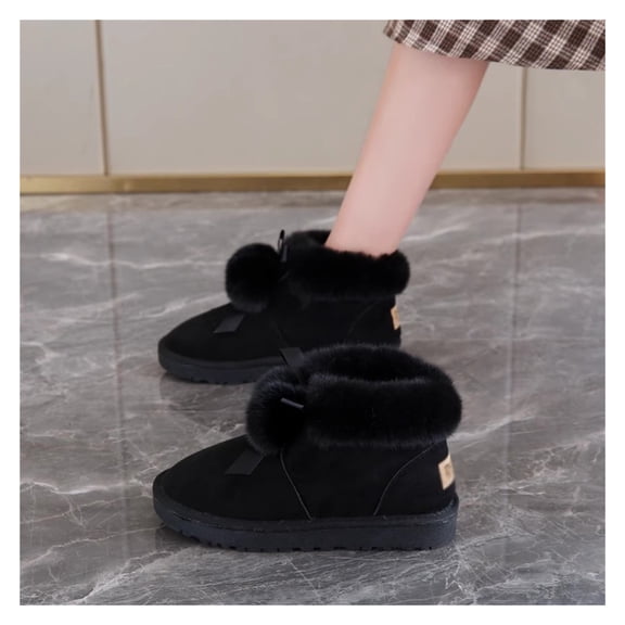Fashion Snow Boots for Women Warm Fur Lined Booties Platform Winter Boots for Women Ankle Booties Anti-Slip Outdoor Snow Boots House Shoes