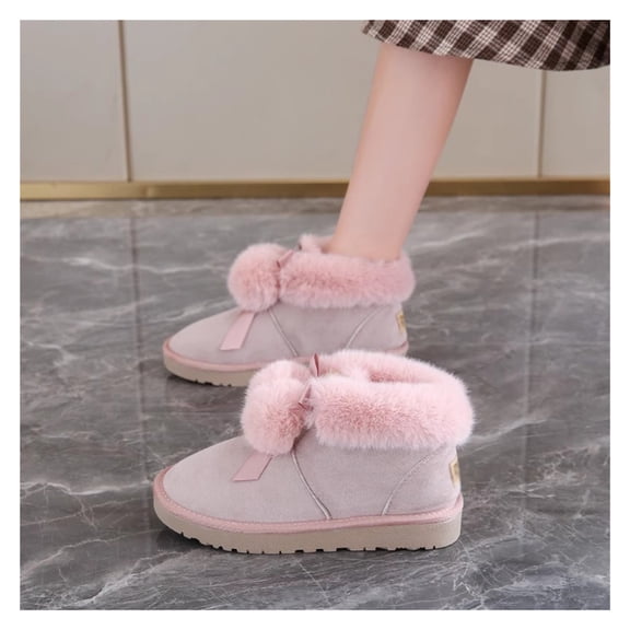 Fashion Snow Boots for Women Warm Fur Lined Booties Platform Winter Boots for Women Ankle Booties Anti-Slip Outdoor Snow Boots House Shoes