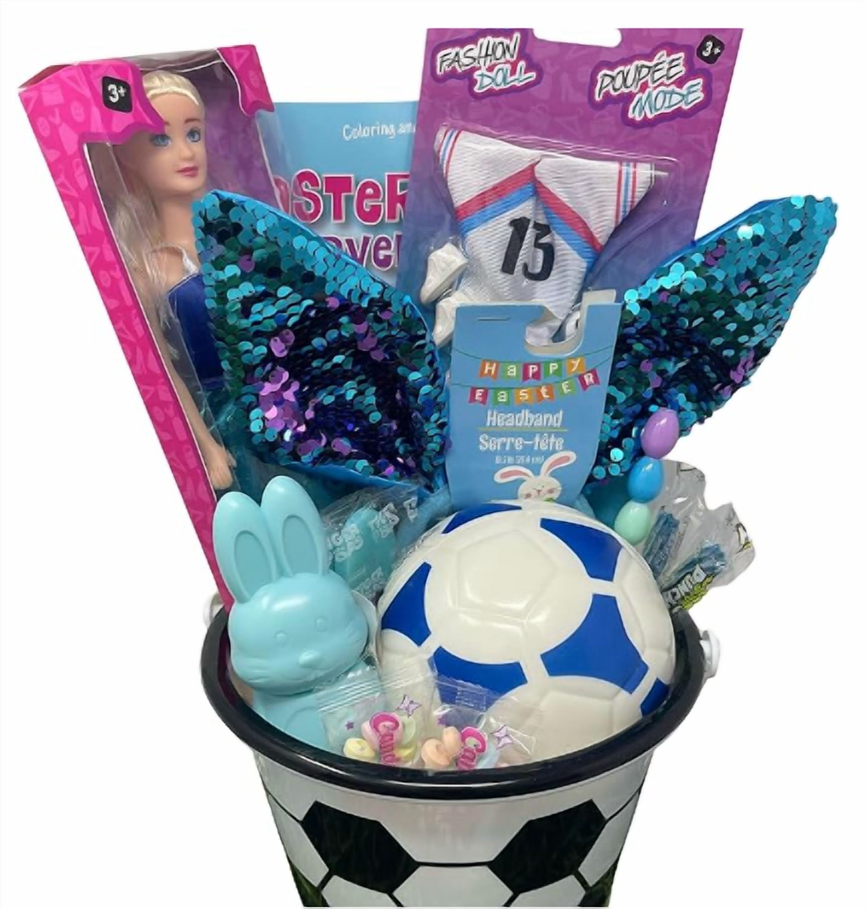 Fashion Soccer Doll Gift Basket Stocking Stuffer Decoration Party Favor Surprise Basket Prize Gathering Carnival Classroom Rewards Fillers Fun Party Birthday Supply Assorted Gift Set of 1