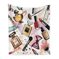 thumbnail image 1 of Fashion Soft Flannel Fleece Throw Blanket, Cosmetic and Makeup Theme Pattern Perfume Lipstick Nail Polish Brush Modern, Cozy Plush for Indoor and Outdoor Use, 70" x 90", Multicolor, by Ambesonne, 1 of 5